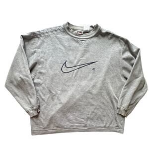 Vintage Nike Center Swoosh Big Streetwear Embroidered Logo Crewneck Size XL